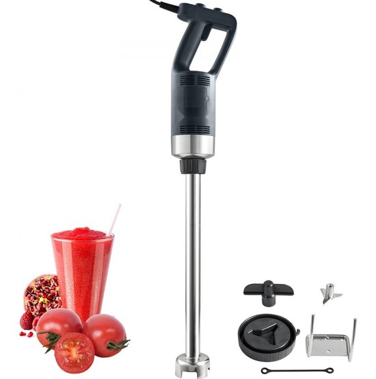 Staafmixer - Professionele handblender - Vermogen 500 W - Instelbaar toerental 4.000–18.000 tpm - RVS - Afneembare mengstaaf 85,5 cm - Inclusief wandhaak - Vervangende meskop van Merkloos