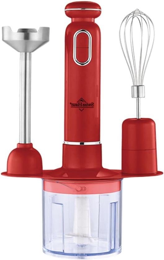 Staafmixer Set - Blender Keukenmixer - Culinaire Bereidingen - 3-in-1 Functionaliteit - 600W Motor - Rood