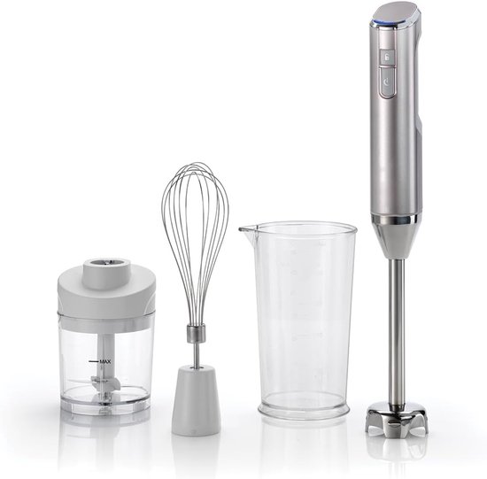 Staafmixer Set - Hakmolen - Groentesnijder - Soepmaker - Draadloos - Zilver van Techwood