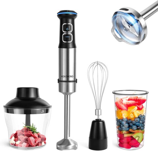 Staafmixer Set - Handblender Keuken - Eten Bereiden - 21 Snelheden Turbo - 600ML Hakmolen - Zwart