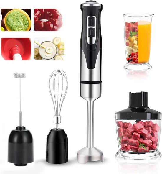 Staafmixer Set - Handmixer Keuken - Eten Bereiden - Krachtige 1000W Motor - 5-in-1 - Zwart