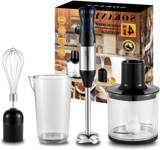 Staafmixer Set - Handmixer Keukenmixer - Maaltijden Bereiden - 1000W Krachtige Motor - 500ml Chopper - Zilver