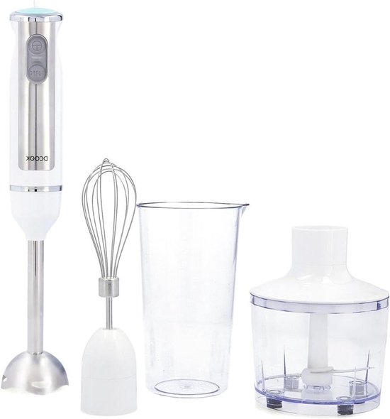 Staafmixer Set - Keuken Blender - Eten Bereiden - Roestvrijstalen Schacht - 600 ml Maatbeker - Wit