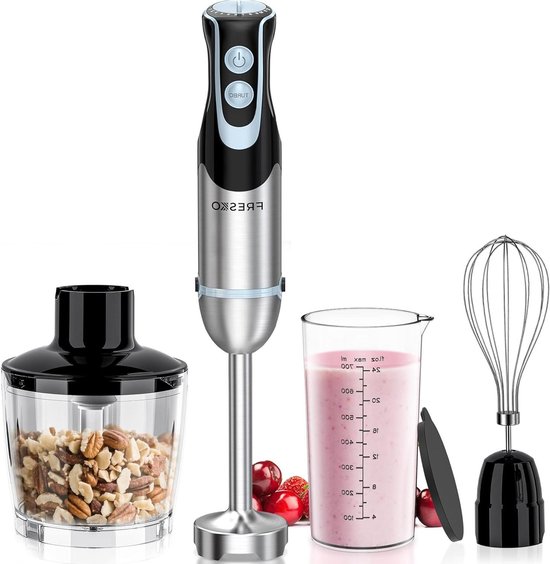 Staafmixer Set - Keuken Mixer - Eten Bereiden - 1000W Krachtig Vermogen - 700 ml Maatbeker - Zilver