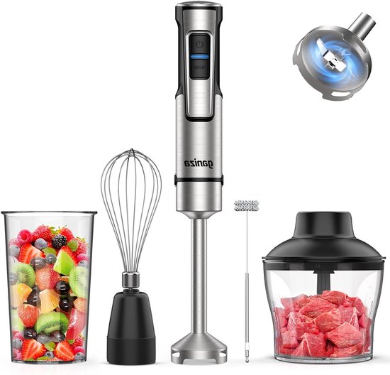 Staafmixer Set - Keukenapparaat - Maaltijden Bereiden - Krachtige 1000W Motor - 800 ml Beker - Zilver en Zwart