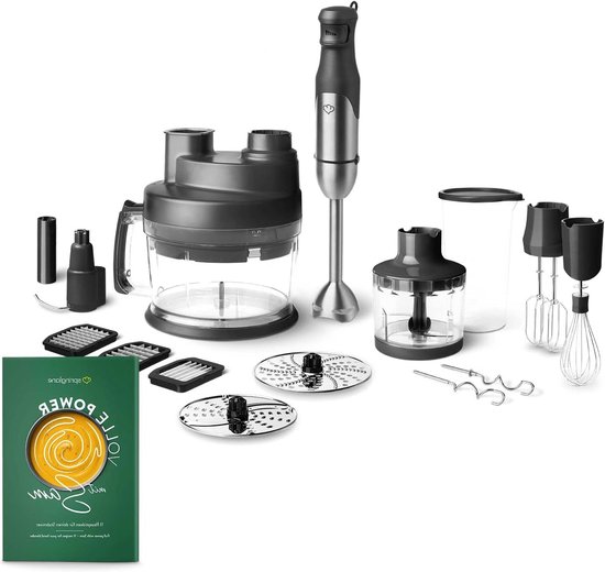 Staafmixer set - Keukenmachine accessoires - Maaltijden bereiden - Krachtig 800W multitalent - 40.5cm hoog - Zilver
