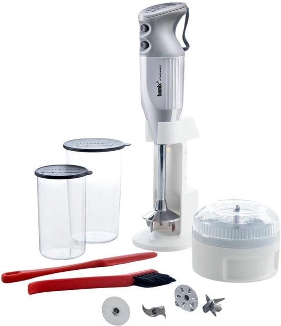 Staafmixer Set - Keukenmachine Blender - Allround Keukenwerk - Krachtige 350W Motor - Incl. Accessoires - Wit Lichtgrijs van Merkloos