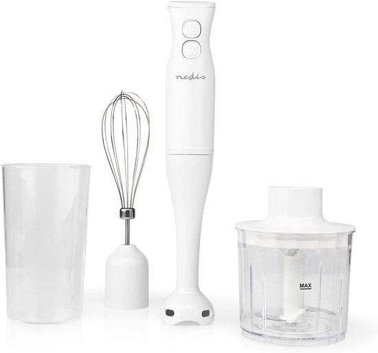 Staafmixer Set - Keukenmixer Accessoires - Smoothies Maken - 4-in-1 Functionaliteit - 400 Watt - Wit van Merkloos