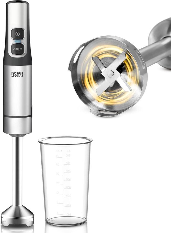 Staafmixer Set - Keukenmixer Blender - Eten Bereiden - Krachtige 1500W Motor - 800 ml Maatbeker - Zilver