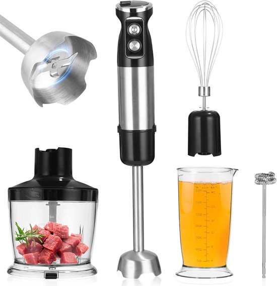 Staafmixer Set - Keukenmixer - Eten Bereiden - 6-in-1 Functionaliteit - 700 ml - Zwart
