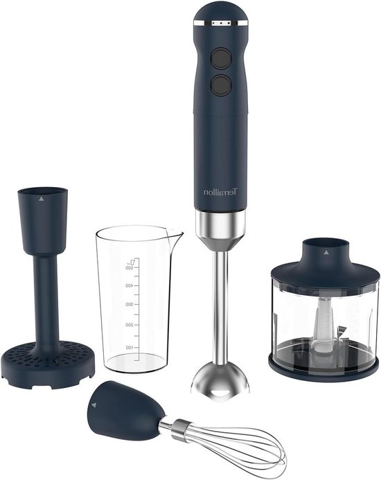 Staafmixer set - Keukenmixer handmatig - Culinair bereiden - 1000W Turbo functie - 600 ml hakmolen - Nachtblauw