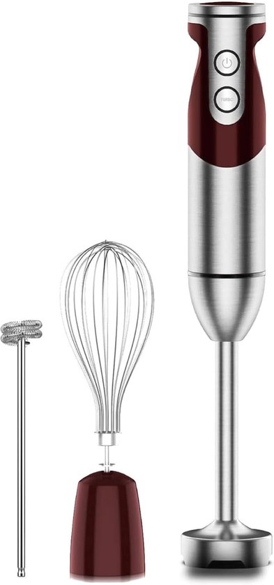 Staafmixer Set - Keukenmixer Handmatig - Eten Bereiden - Krachtige Koperen Motor - 1000 Watt - Rood