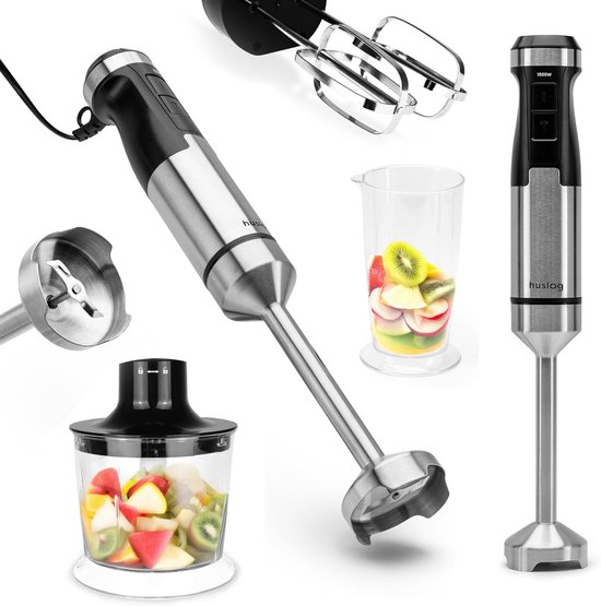 Staafmixer Set - Keukenmixer Handmixer - Eten Bereiden - Krachtige 1500W Motor - 600 ml - Zilver Zwart