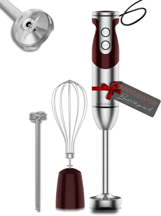 Staafmixer Set - Keukenmixer Handmixer - Eten Bereiden - Krachtige Koperen Motor - 1000 Watt - Rood