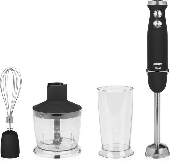 Staafmixer Set - Keukenmixer Handmixer - Gladde Puree Maken - Vierbladig Mes - 800 Watt Vermogen - Zwart van Merkloos