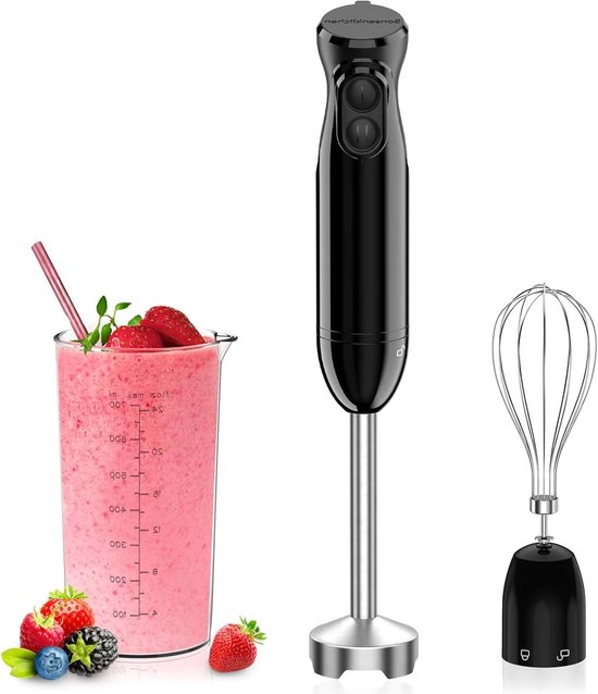 Staafmixer Set - Keukenmixer - Smoothies Maken - Krachtige 1000W Motor - 700ml Cup - Zwart