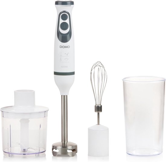 Staafmixer Set - Keukenmixer - Snel Mixen - Variabele Snelheid - 600 Watt - Wit Grijs van Merkloos