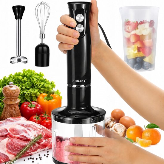 Staafmixer Set - Multifunctioneel Handblender - 500W Koperen Motor - 2 Snelheden - RVS Messen - Ergonomische Grip - Vaatwasserbestendig - 220-240V - Handmixerset - Voor Soep & Smoothies & Babyvoeding
