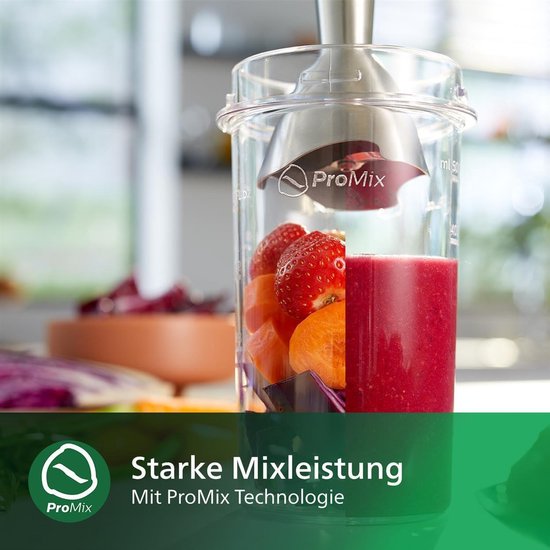 Staafmixer Viva Collection ProMix-mengtechnologie 650 W Antispat mesbeschermer HR2534/00 met beker van Philips