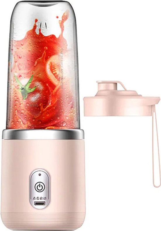 Staande blender, smoothie maker, draagbare blender, elektrische blender van 400 ml, oplaadbaar via USB, met 1 mengbeker, roze. van Merkloos