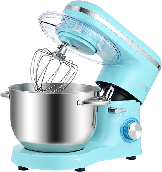 Staande Mixer 1400W – Deegmixer met Planetaire Mengtechniek, Menghaak, Deeghaak, Garde (Blauw)