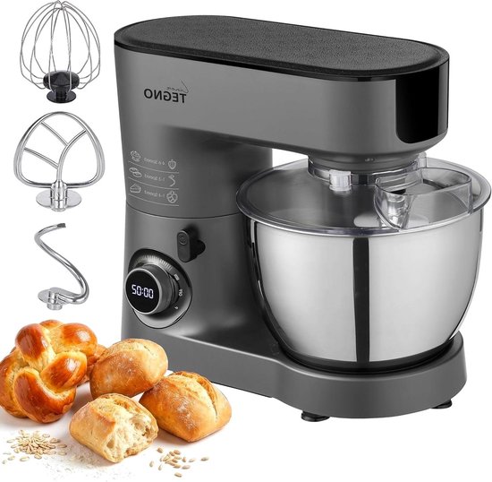Staande Mixer - Keukenmachine Deeg - Bakken en Koken - Krachtige 1500W Motor - 6.5 Liter Kom - Antracietgrijs