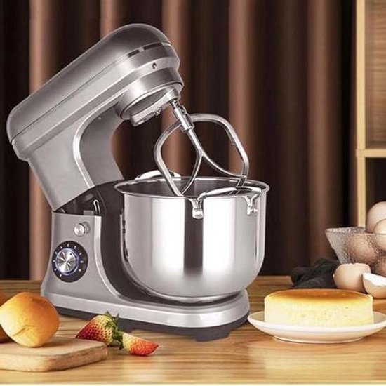 Staande Mixer - Keukenmachine Deegmaker - Bakken Brood Cake - 8 Snelheden - 10L Kom - Zilver