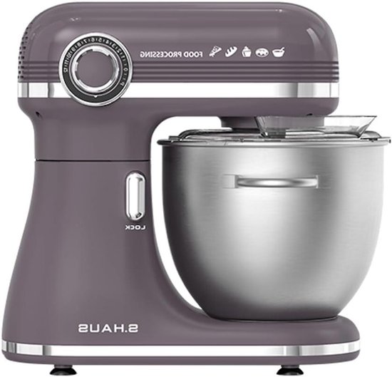 Staande Mixer - Keukenmachine Mengmachine - Bakken en Mixen - 1500W Motor 12 Snelheden - 7L Kom - Taupe Paars