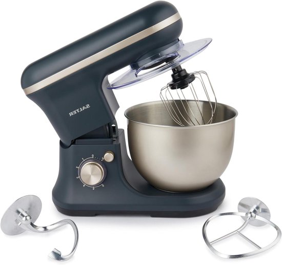 Staande Mixer - Keukenmixer Planetair - Thuis Bakken - 6 Snelheden met Pulse - 5L Kom - Blauw Grijs