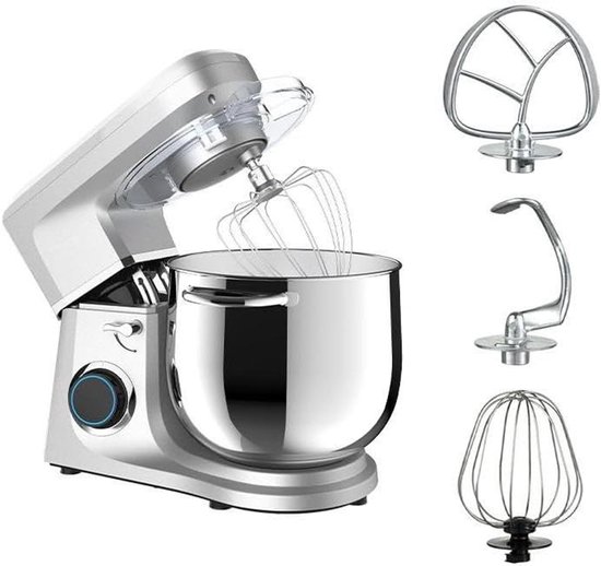 Staande Mixer - Keukenmixer Tafelmodel - Bakken en Koken - Kantelbare Kop - 11 Liter Kom - Zilver