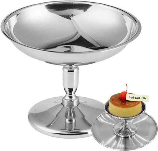 Stainless Steel Ice Cream Cup - Foot Ice Dishes, Mousse Cups, Dessert Dish for Sundae Ice Cream, Fruit Salad, Snack
