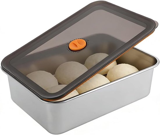Stainless Steel Pizza Bag 30 x 21 x 8.5 cm met Deksel voor Pizza- en Brooddeeg, Ideaal voor Opslag van Deeg, Salades en Snacks