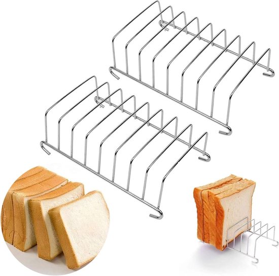 Stainless Steel Toast Rack Set voor 8 Sneetjes Brood - Ideaal voor Air Fryer en Bakkerij Accessoires, Perfect voor Keuken en DIY Creaties