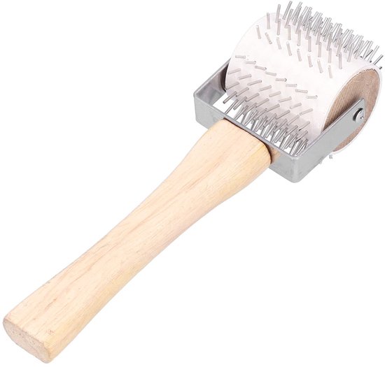 Stainless Steel + Wood Honey Unsealing Roller Stainless Steel Beekeeping Needle Roller Bee Extraction Tool