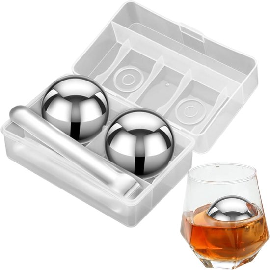 Stalen IJsklontjes - Herbruikbare Steentjes - Dranken Koelen - Roestvrij Staal - 55mm Diameter van Merkloos