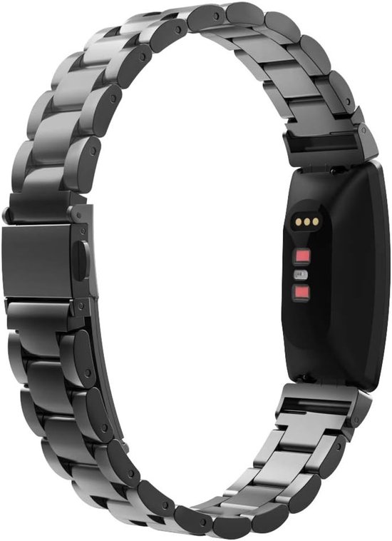 Stalen Vervangende Horlogeband voor Fitbit Inspire/Inspire HR/2, Zwart, Verstelbare Metalen Strap met Lugs voor Comfort en Duurzaamheid van Merkloos