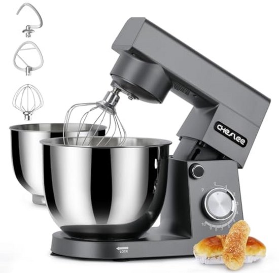 Standmixer 1500W Keukenmachine met RVS Kommen en 10 Snelheden van Merkloos