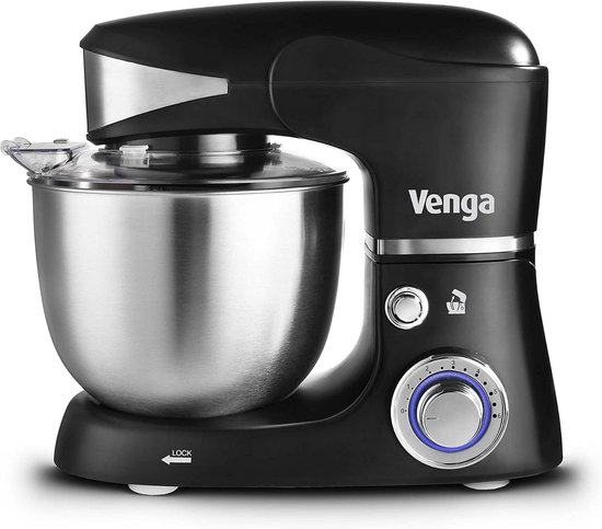 Standmixer 5 Liter Roestvrij Staal 1000W met 4 Accessoires en Receptenboek - Zwart van Merkloos