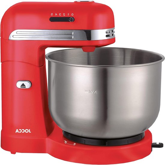 Standmixer met Kom - Keukenmachine Mixer - Bakken en Mixen - 5 Snelheden - 3.5 Liter - Rood