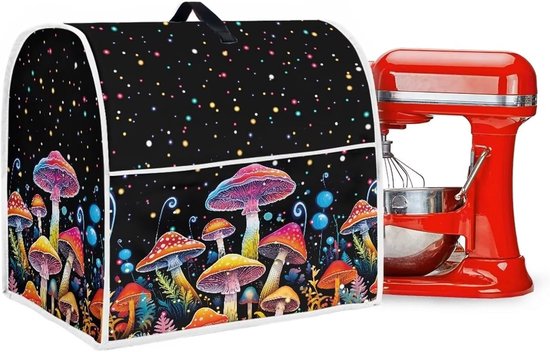 Standmixerhoes - Keukenmachinehoes Beschermhoes - Keuken Opbergen - Met Handvat en Vakken - 37 cm Hoog - Mushroom Galaxy