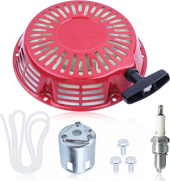 Starterset voor Honda GX390 GX340 GX610 GX620 GXV390 motoren met CM5H bougie + trekkabel + lanceerschaal + schroef (M6 x 10)