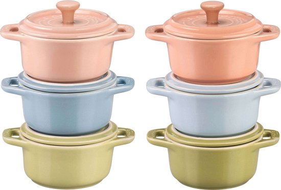 Staub Ceramic Macaron Cocottes 200ml set van 6 van Staub