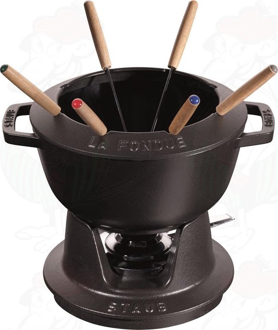 Staub Fondueset, 20cm zwart van Staub