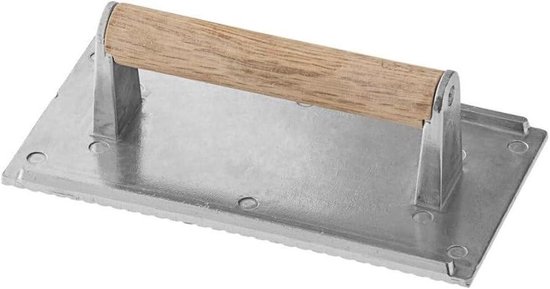 Steak Gewicht - Burger Press - Gelijkmatig Grillen - Houten Handvat - 20x10 cm - Aluminium