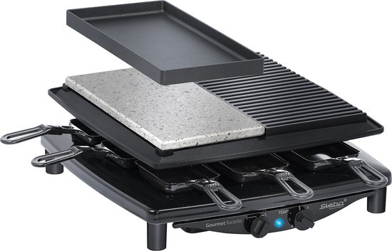Steba RC4plusdelux - 3-in-1 - Gourmet - Steengrill - bakplaat - grill - 8 personen - PFAS VRIJ - gegoten metaal - gemaakt in Duitsland