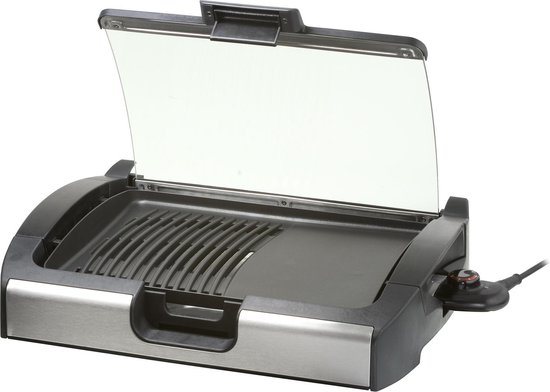 Steba VG200 - Elektrische Barbecue - Tafelgrill - met glazen deksel - 29x40 cm - 2200 Watt van Steba
