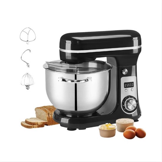 Stemily Keukenmachine - Keukenmixer - 1200W - RVS Mengkom(6L) - Keukenrobot - Foodprocessor - Met Garde, Deeghaak en Menghaak van Stemily