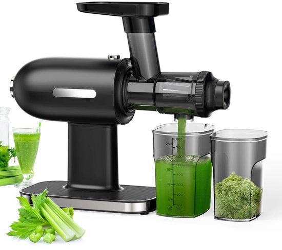Stervia Slowjuicer - Sapcentrifuge - Persmachine - 800 ml - BPA vrij - Inclusief Schoonmaakborstel - Zwart - 37 x 13 x 33 cm van Merkloos