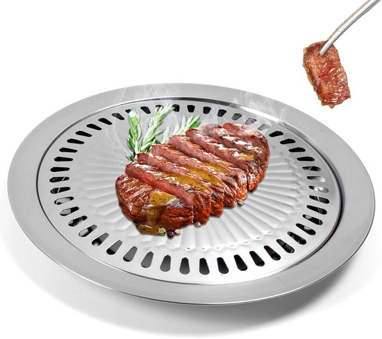 Stick Style Kookplaat Koreaanse Barbecue Grill Ronde Barbecue Grill Pan Kachel Grillplaat, voor Indoor Outdoor Camping Bbq, Grill Pannen Voor Koken Gezonde Keuken Vlees Groente BBQ Accessoires Gereedschap