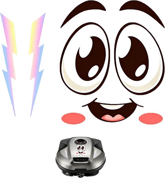 Stickers voor robotmaaier, bliksemdesign, 10 x 2 cm, grappige ogen, pvc, weerbestendig, decoratie, grasmaaier, robotaccessoires, compatibel met de meeste modellen (Au Laser)